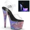 Pleaser Shoes ADORE-708REFL Clear/Purple-Blue Reflective Platform Sandal