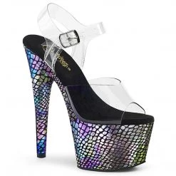 Pleaser ADORE-708SP Clear/Purple Holo Wrapped Platform Sandal