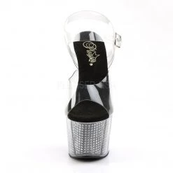 Pleaser ADORE-708SRS Clear/Black SRS Platform Sandal Shoes