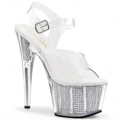Pleaser ADORE-708SRS Clear/Silver SRS Platform Sandal