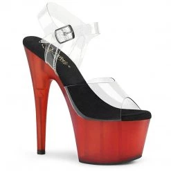 Pleaser ADORE-708T Clear/Red Frosted Platform Sandal