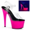 Pleaser Shoes ADORE-708UV Clear/Neon Pink Platform Sandal
