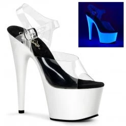 Pleaser ADORE-708UV Clear/Neon White Platform Sandal