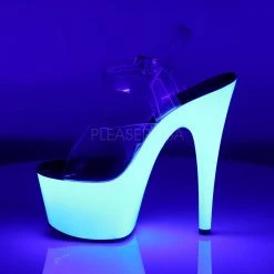 Pleaser ADORE-708UV Clear/Neon White Platform Sandal
