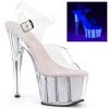 Pleaser ADORE-708UVG Clear/Neon Opal Glitter Platform Sandal Shoes