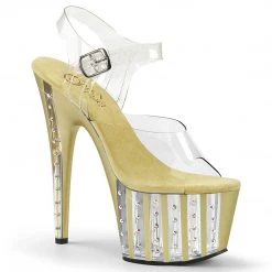 Pleaser Shoes ADORE-708VLRS Clear/Gold Platform Sandal