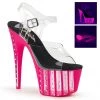 Pleaser Shoes ADORE-708VLRS Clear/Neon Hot Pink Platform Sandal