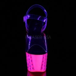 Pleaser Shoes ADORE-708VLRS Clear/Neon Hot Pink Platform Sandal