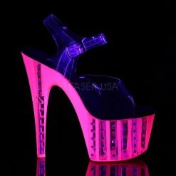 Pleaser Shoes ADORE-708VLRS Clear/Neon Hot Pink Platform Sandal