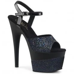 Pleaser ADORE-709-2G Black Multi Glitter/Black Multi Glitter Platform Sandal Shoes