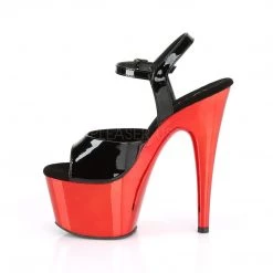Pleaser Shoes ADORE-709 Black Patent/Red Chrome Platform Sandal