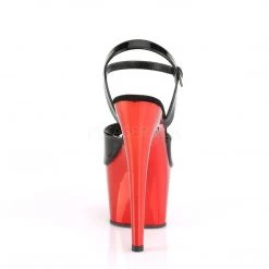 Pleaser Shoes ADORE-709 Black Patent/Red Chrome Platform Sandal