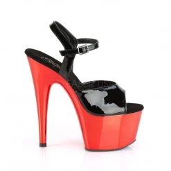Pleaser Shoes ADORE-709 Black Patent/Red Chrome Platform Sandal