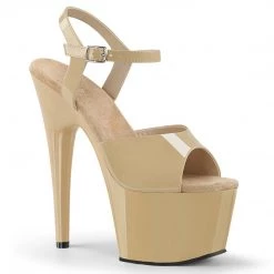 Pleaser Shoes ADORE-709 Cream Patent/ Cream Platform Sandal