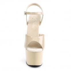 Pleaser Shoes ADORE-709 Cream Patent/ Cream Platform Sandal