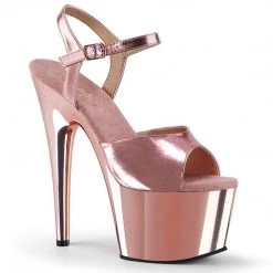 Pleaser ADORE-709 Rose Gold Metallic Pu/Rose Gold Chrome Platform Sandal Coming Soon (Pre-Order)