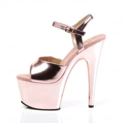 Pleaser ADORE-709 Rose Gold Metallic Pu/Rose Gold Chrome Platform Sandal Coming Soon (Pre-Order)