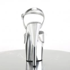 Pleaser ADORE-709 Silver Metallic Pu/Silver Chrome Platform Sandal