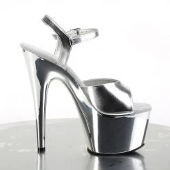 Pleaser ADORE-709 Silver Metallic Pu/Silver Chrome Platform Sandal