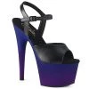 Pleaser ADORE-709BP Black Faux Leather/Blue-Purple Ombre Platform Sandal Shoes