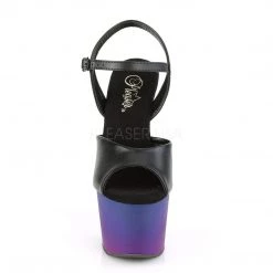 Pleaser ADORE-709BP Black Faux Leather/Blue-Purple Ombre Platform Sandal Shoes