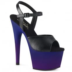 Pleaser ADORE-709BP Black Faux Leather/Blue-Purple Ombre Platform Sandal Shoes