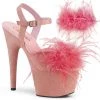 Pleaser ADORE-709F Baby Pink Faux Suede-Feather/Baby Pink Faux Suede Platform Sandal Shoes