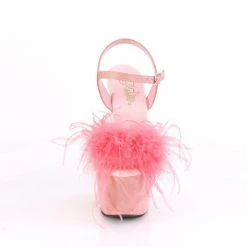 Pleaser ADORE-709F Baby Pink Faux Suede-Feather/Baby Pink Faux Suede Platform Sandal Shoes