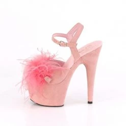 Pleaser ADORE-709F Baby Pink Faux Suede-Feather/Baby Pink Faux Suede Platform Sandal Shoes