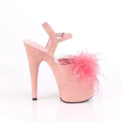 Pleaser ADORE-709F Baby Pink Faux Suede-Feather/Baby Pink Faux Suede Platform Sandal Shoes