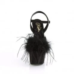 Pleaser ADORE-709F Black Faux Suede-Feather Platform Sandal