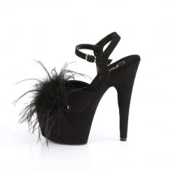 Pleaser ADORE-709F Black Faux Suede-Feather Platform Sandal 12 Pleaser ADORE-709F Black Faux Suede-Feather Platform Sandal