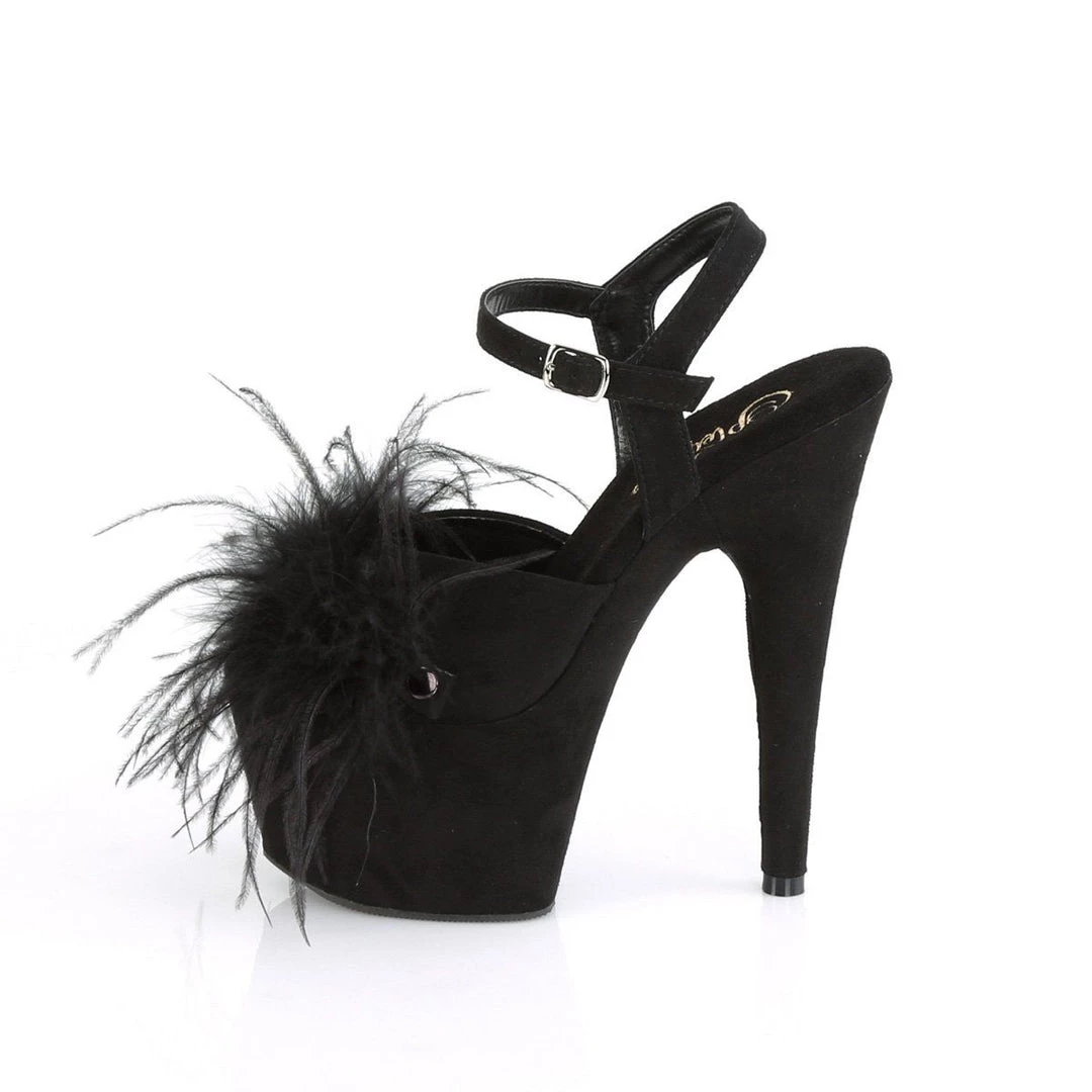 Pleaser ADORE-709F Black Faux Suede-Feather Platform Sandal 5 Pleaser ADORE-709F Black Faux Suede-Feather Platform Sandal