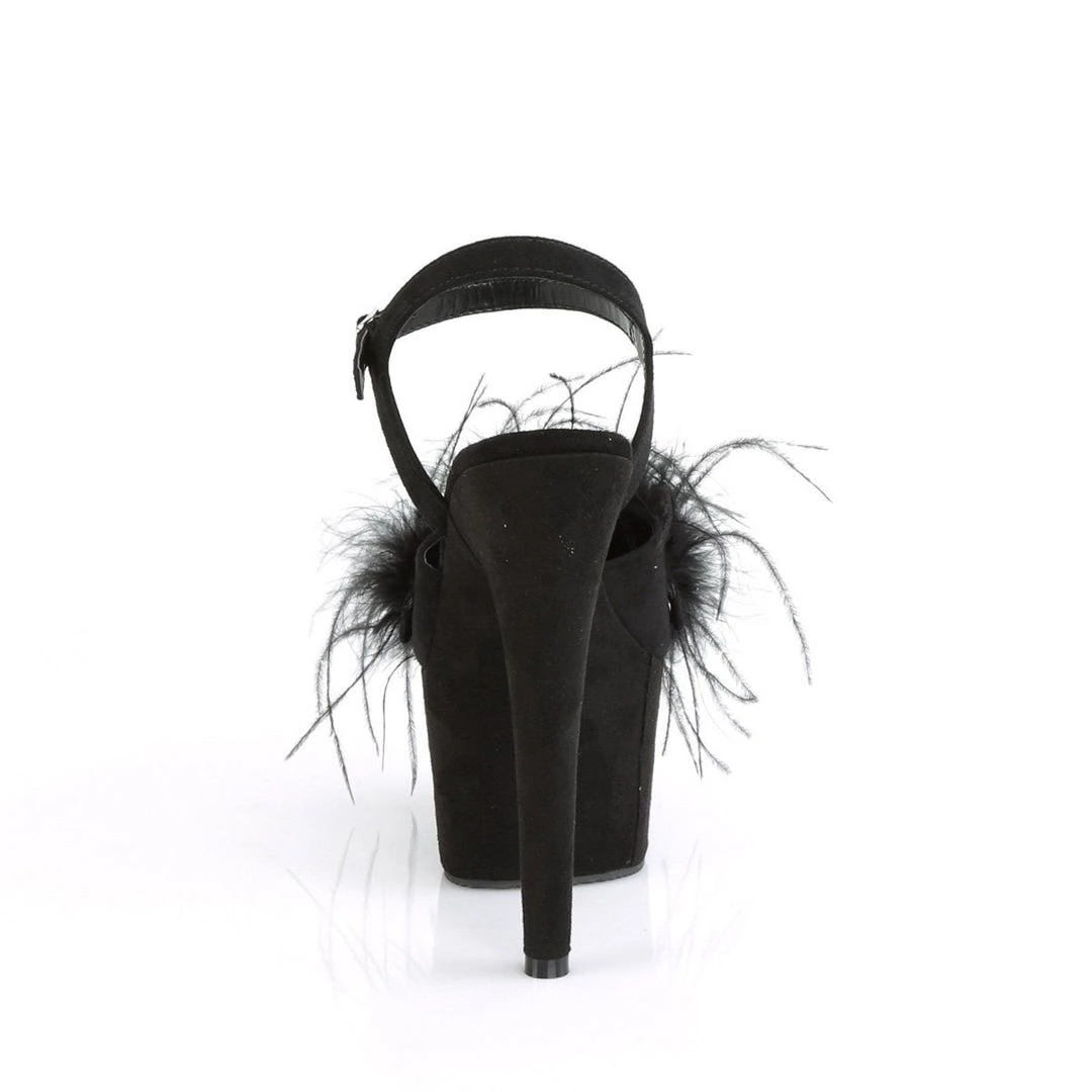 Pleaser ADORE-709F Black Faux Suede-Feather Platform Sandal 6 Pleaser ADORE-709F Black Faux Suede-Feather Platform Sandal