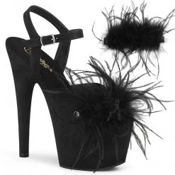 Pleaser ADORE-709F Black Faux Suede-Feather Platform Sandal 17 Pleaser ADORE-709F Black Faux Suede-Feather Platform Sandal