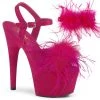 Pleaser ADORE-709F Hot Pink Faux Suede-Feather/Hot Pink Faux Suede Platform Sandal Shoes
