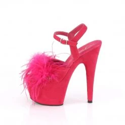 Pleaser ADORE-709F Hot Pink Faux Suede-Feather/Hot Pink Faux Suede Platform Sandal Shoes