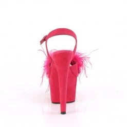 Pleaser ADORE-709F Hot Pink Faux Suede-Feather/Hot Pink Faux Suede Platform Sandal Shoes