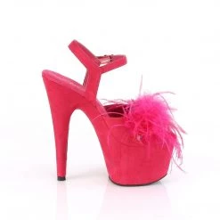 Pleaser ADORE-709F Hot Pink Faux Suede-Feather/Hot Pink Faux Suede Platform Sandal Shoes