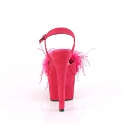 Pleaser ADORE-709F Hot Pink Faux Suede-Feather/Hot Pink Faux Suede Platform Sandal Shoes