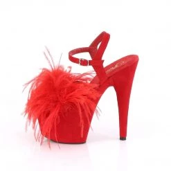 Pleaser ADORE-709F Red Faux Suede-Feather/Red Faux Suede Platform Sandal