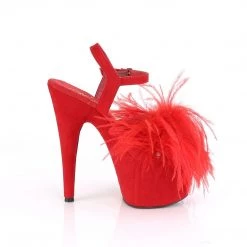 Pleaser ADORE-709F Red Faux Suede-Feather/Red Faux Suede Platform Sandal