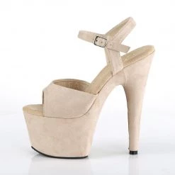 Pleaser ADORE-709FS Beige Faux Suede/Beige Faux Suede Platform Sandal Shoes