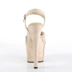 Pleaser ADORE-709FS Beige Faux Suede/Beige Faux Suede Platform Sandal Shoes