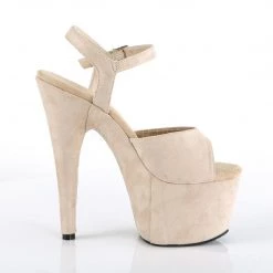Pleaser ADORE-709FS Beige Faux Suede/Beige Faux Suede Platform Sandal Shoes