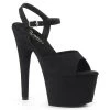 Pleaser Shoes ADORE-709FS Black Faux Suede/Black Faux Suede Platform Sandal