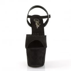 Pleaser Shoes ADORE-709FS Black Faux Suede/Black Faux Suede Platform Sandal