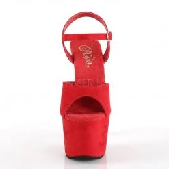 Pleaser ADORE-709FS Red Faux Suede/Red Faux Suede Platform Sandal Shoes