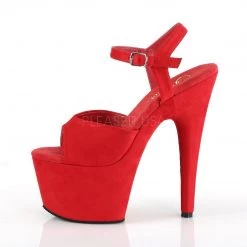 Pleaser ADORE-709FS Red Faux Suede/Red Faux Suede Platform Sandal Shoes