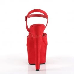 Pleaser ADORE-709FS Red Faux Suede/Red Faux Suede Platform Sandal Shoes